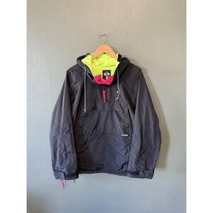 Vintage Columbia Mens Black Pullover Hooded Jacket Size Large